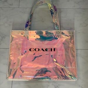 Coach Japan Reusable Silver Hologram Shopper Tote NWOT